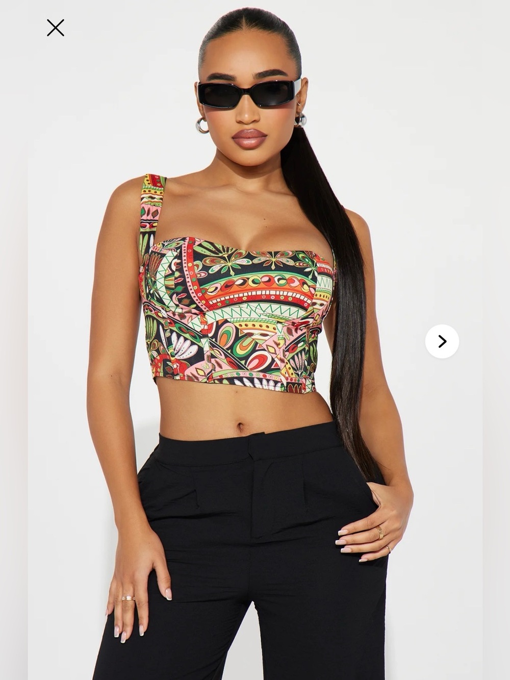 FASION NOVA Summer Heat Carreto Inspired Crop Corset Multi Colored Size Medium